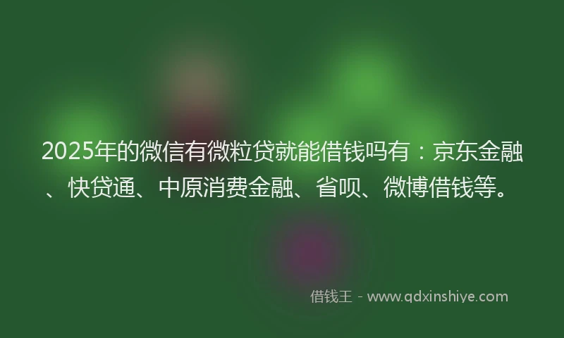 2025年的微信有微粒贷就能借钱吗有：京东金融、快贷通、中原消费金融、省呗、微博借钱等。