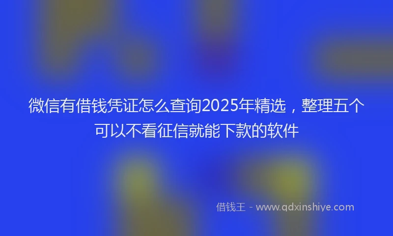 微信有借钱凭证怎么查询2025年精选，整理五个可以不看征信就能下款的软件
