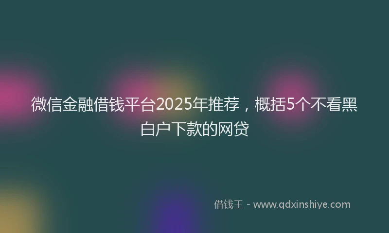 微信金融借钱平台2025年推荐，概括5个不看黑白户下款的网贷