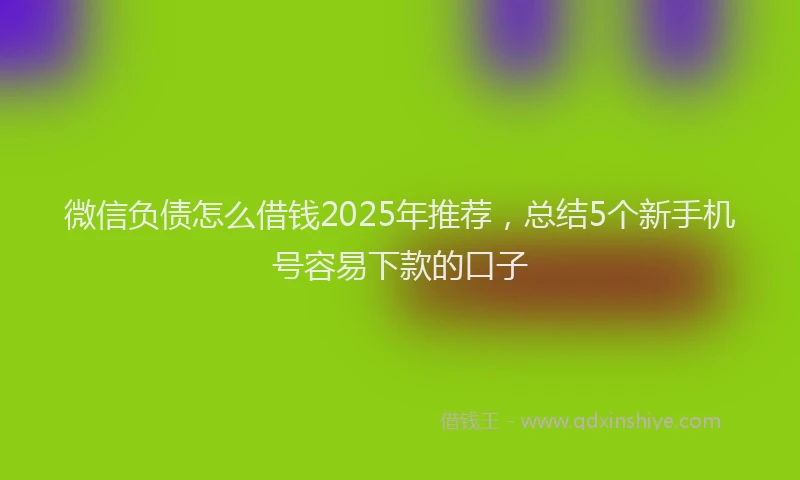 微信负债怎么借钱2025年推荐，总结5个新手机号容易下款的口子