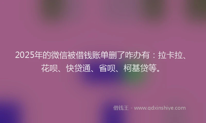 2025年的微信被借钱账单删了咋办有：拉卡拉、花呗、快贷通、省呗、柯基贷等。
