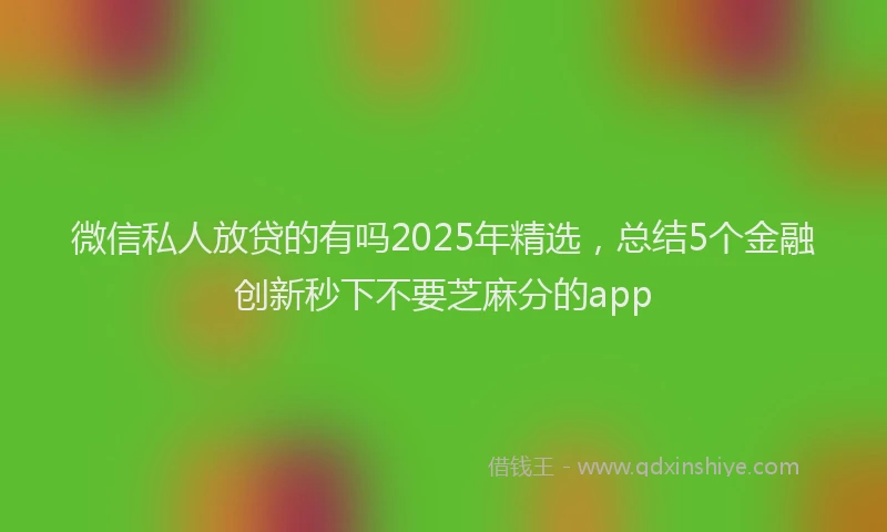 微信私人放贷的有吗2025年精选，总结5个金融创新秒下不要芝麻分的app