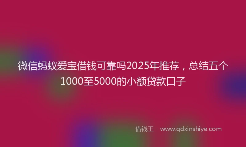 微信蚂蚁爱宝借钱可靠吗2025年推荐，总结五个1000至5000的小额贷款口子