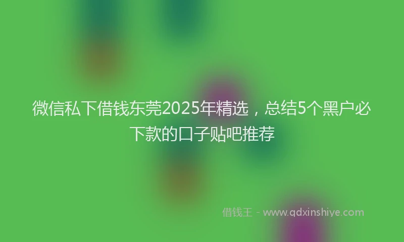 微信私下借钱东莞2025年精选，总结5个黑户必下款的口子贴吧推荐