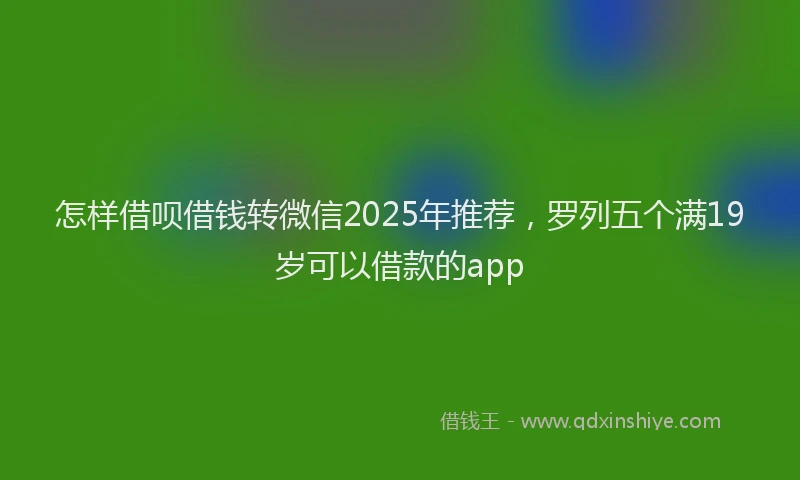 怎样借呗借钱转微信2025年推荐，罗列五个满19岁可以借款的app