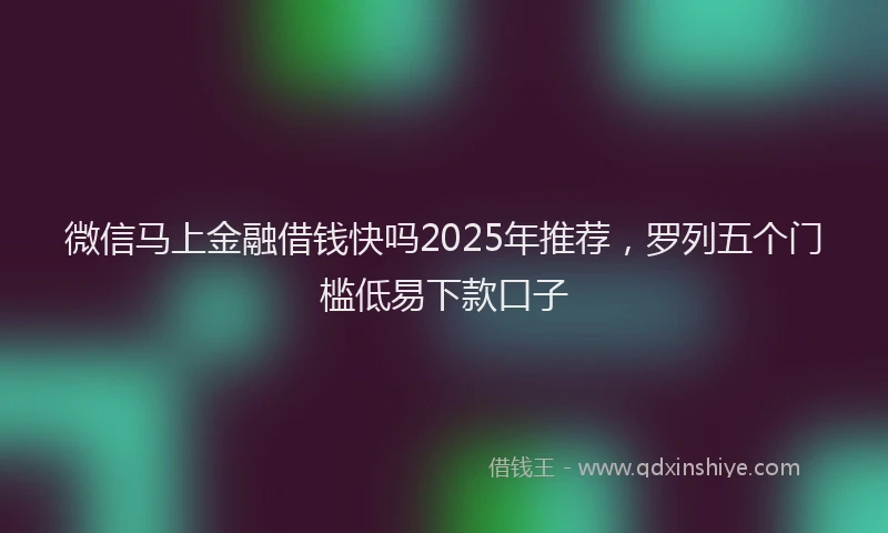 微信马上金融借钱快吗2025年推荐，罗列五个门槛低易下款口子