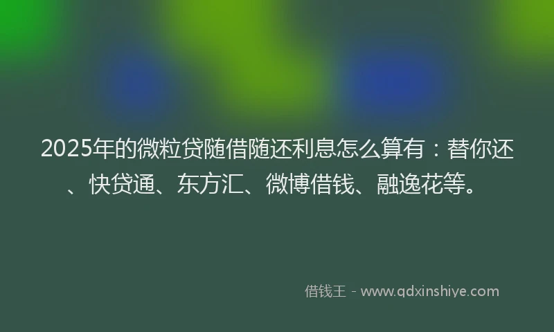 2025年的微粒贷随借随还利息怎么算有：替你还、快贷通、东方汇、微博借钱、融逸花等。