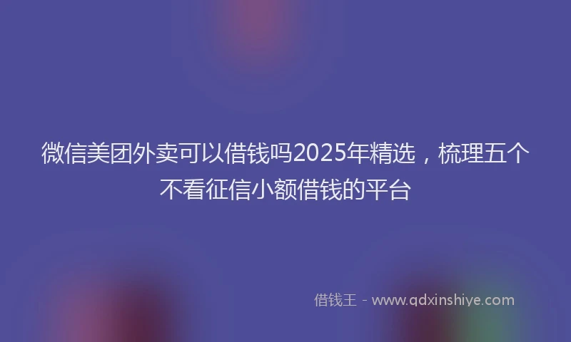微信美团外卖可以借钱吗2025年精选，梳理五个不看征信小额借钱的平台