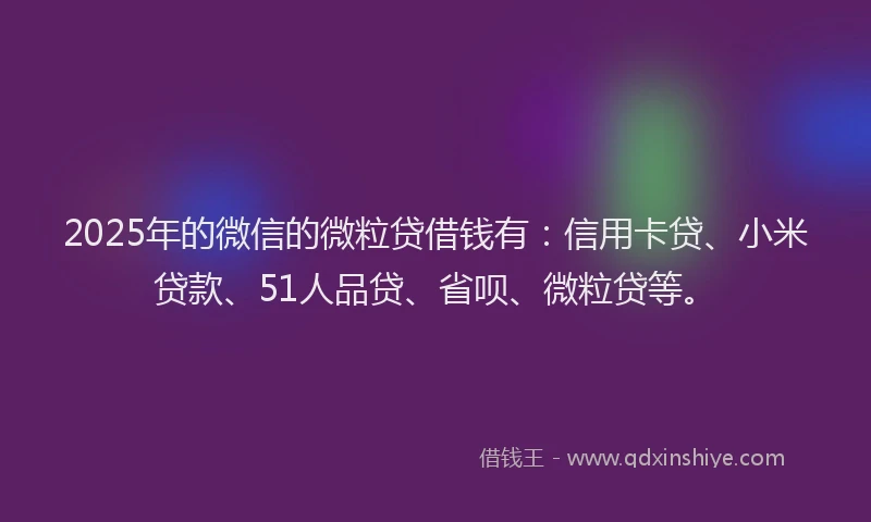 2025年的微信的微粒贷借钱有：信用卡贷、小米贷款、51人品贷、省呗、微粒贷等。