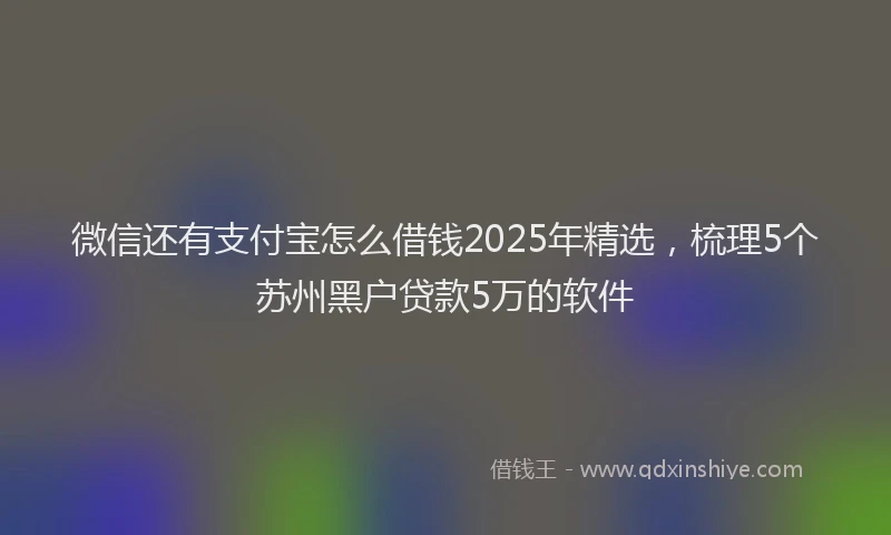 微信还有支付宝怎么借钱2025年精选，梳理5个苏州黑户贷款5万的软件
