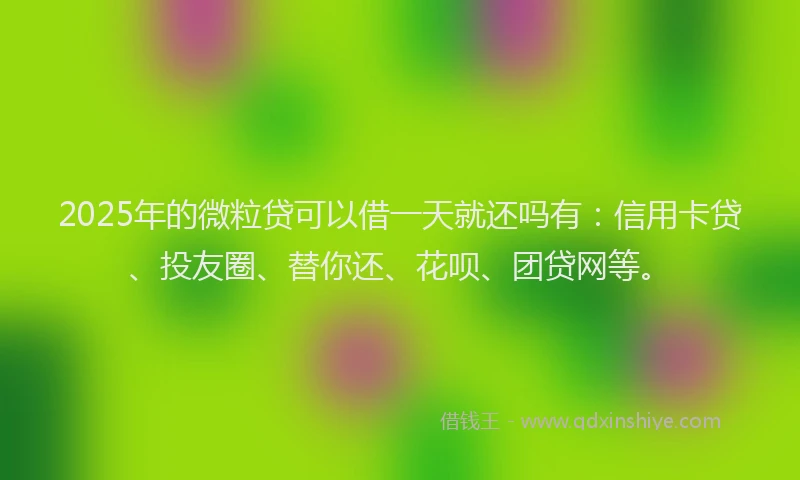 2025年的微粒贷可以借一天就还吗有：信用卡贷、投友圈、替你还、花呗、团贷网等。