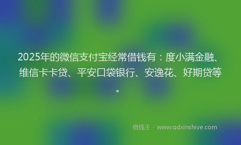 2025年的微信支付宝经常借钱有：度小满金融、维信卡卡贷、平安口袋银行、安逸花、好期贷等。
