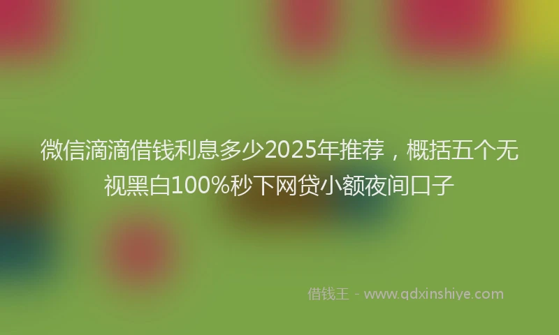 微信滴滴借钱利息多少2025年推荐，概括五个无视黑白100%秒下网贷小额夜间口子