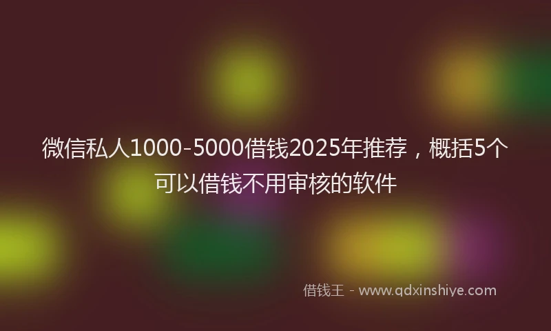 微信私人1000-5000借钱2025年推荐，概括5个可以借钱不用审核的软件
