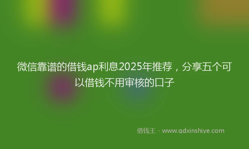 微信靠谱的借钱ap利息2025年推荐，分享五个可以借钱不用审核的口子