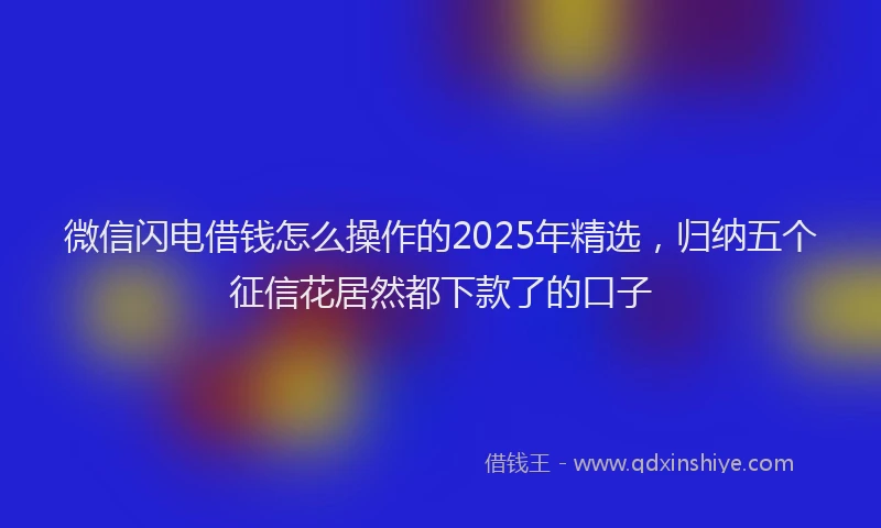 微信闪电借钱怎么操作的2025年精选，归纳五个征信花居然都下款了的口子