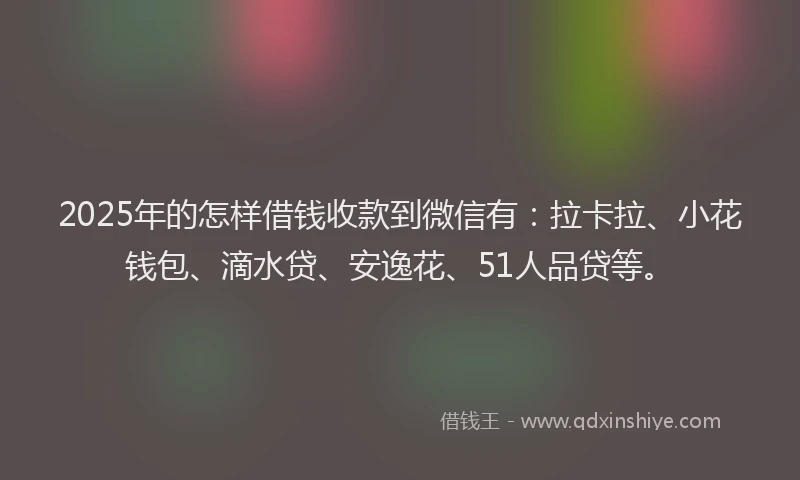 2025年的怎样借钱收款到微信有：拉卡拉、小花钱包、滴水贷、安逸花、51人品贷等。
