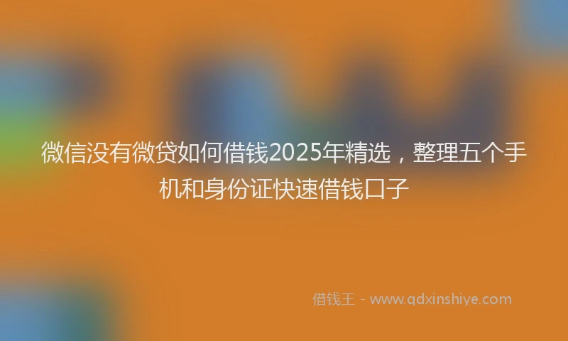 微信没有微贷如何借钱2025年精选，整理五个手机和身份证快速借钱口子