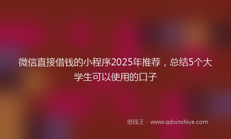 微信直接借钱的小程序2025年推荐，总结5个大学生可以使用的口子