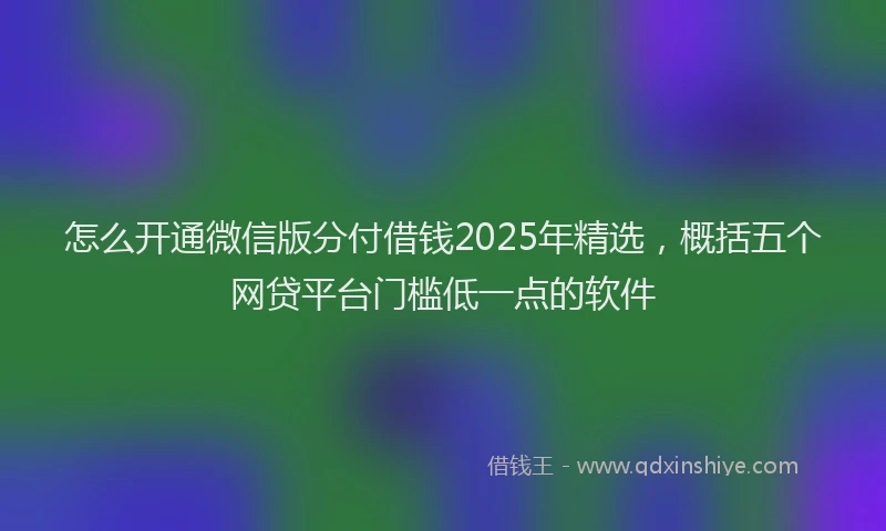 怎么开通微信版分付借钱2025年精选，概括五个网贷平台门槛低一点的软件
