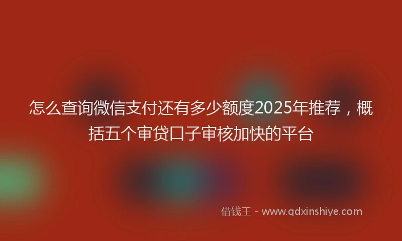怎么查询微信支付还有多少额度2025年推荐，概括五个审贷口子审核加快的平台