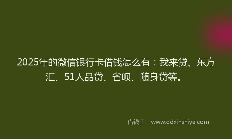 2025年的微信银行卡借钱怎么有：我来贷、东方汇、51人品贷、省呗、随身贷等。