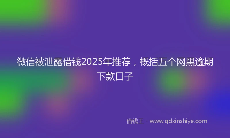 微信被泄露借钱2025年推荐，概括五个网黑逾期下款口子
