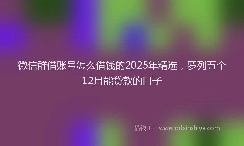 微信群借账号怎么借钱的2025年精选，罗列五个12月能贷款的口子