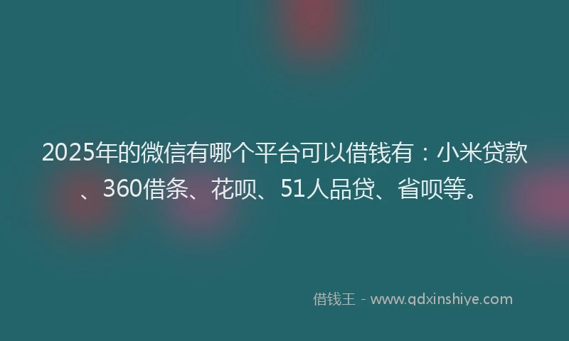 2025年的微信有哪个平台可以借钱有：小米贷款、360借条、花呗、51人品贷、省呗等。