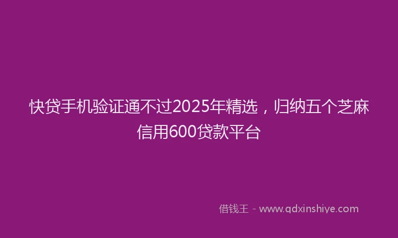 快贷手机验证通不过2025年精选，归纳五个芝麻信用600贷款平台
