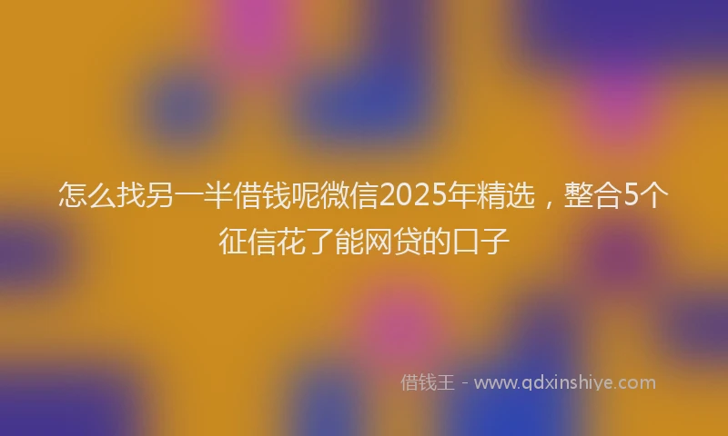 怎么找另一半借钱呢微信2025年精选，整合5个征信花了能网贷的口子