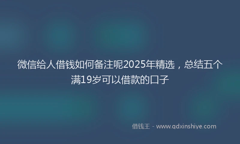 微信给人借钱如何备注呢2025年精选，总结五个满19岁可以借款的口子