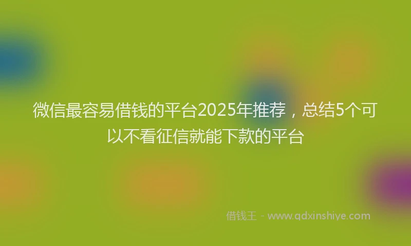 微信最容易借钱的平台2025年推荐，总结5个可以不看征信就能下款的平台