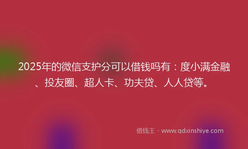 2025年的微信支护分可以借钱吗有：度小满金融、投友圈、超人卡、功夫贷、人人贷等。