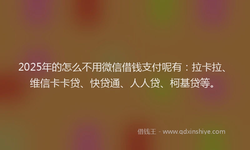 2025年的怎么不用微信借钱支付呢有：拉卡拉、维信卡卡贷、快贷通、人人贷、柯基贷等。