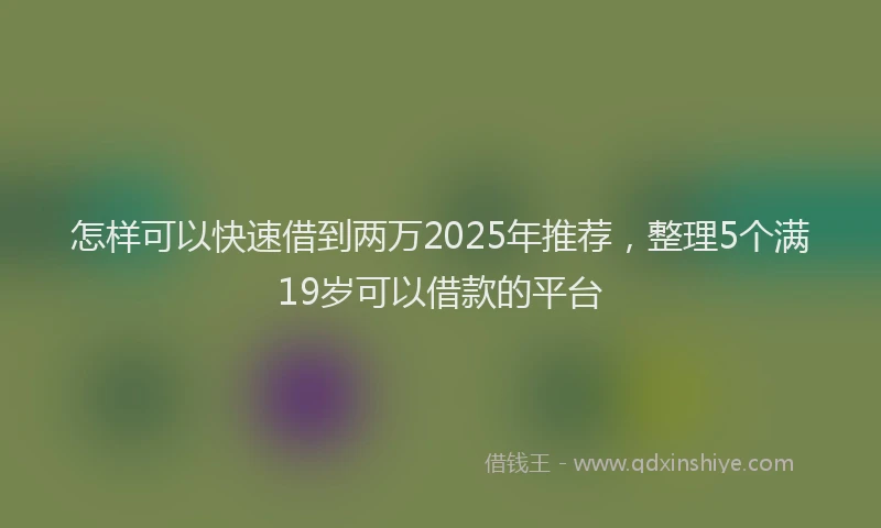 怎样可以快速借到两万2025年推荐，整理5个满19岁可以借款的平台