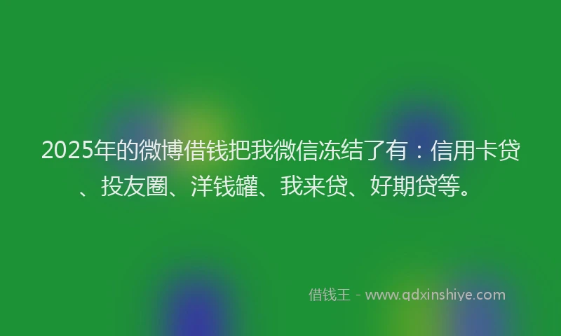 2025年的微博借钱把我微信冻结了有：信用卡贷、投友圈、洋钱罐、我来贷、好期贷等。