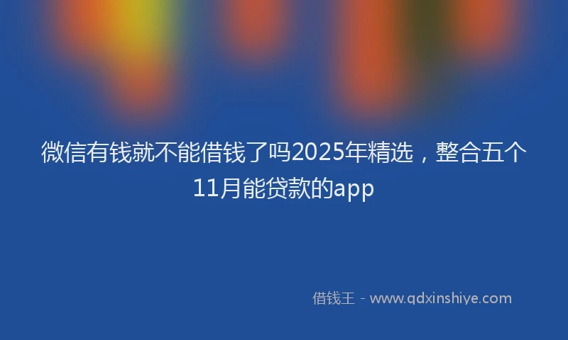 微信有钱就不能借钱了吗2025年精选，整合五个11月能贷款的app