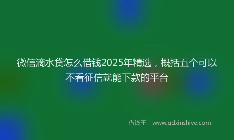 微信滴水贷怎么借钱2025年精选，概括五个可以不看征信就能下款的平台