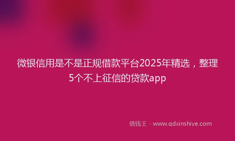 微银信用是不是正规借款平台2025年精选，整理5个不上征信的贷款app