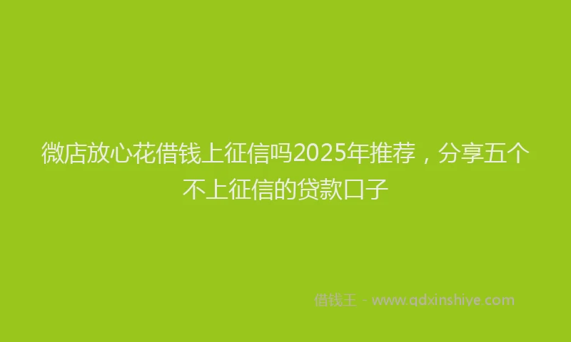 微店放心花借钱上征信吗2025年推荐，分享五个不上征信的贷款口子