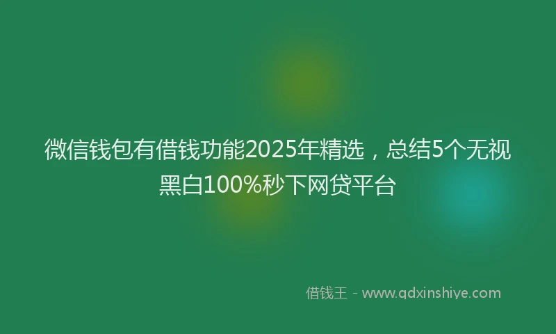 微信钱包有借钱功能2025年精选，总结5个无视黑白100%秒下网贷平台