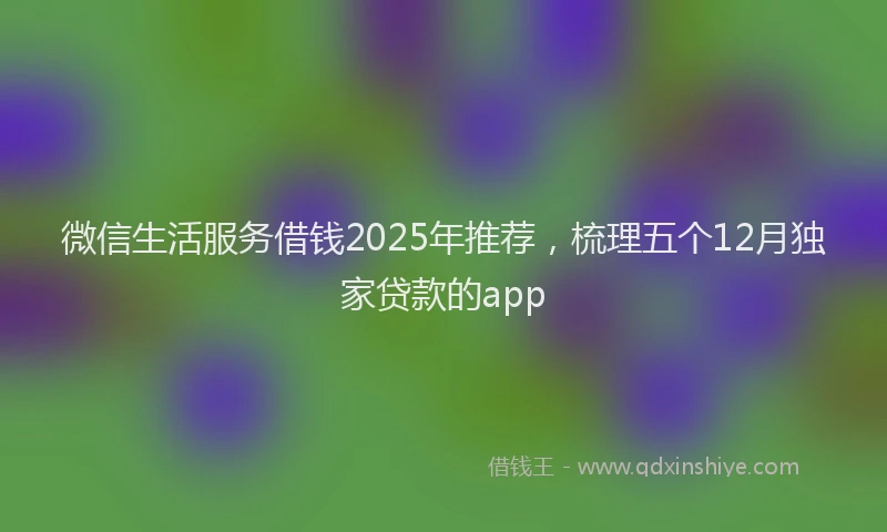 微信生活服务借钱2025年推荐，梳理五个12月独家贷款的app