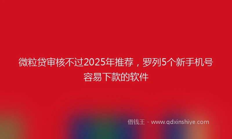 微粒贷审核不过2025年推荐，罗列5个新手机号容易下款的软件