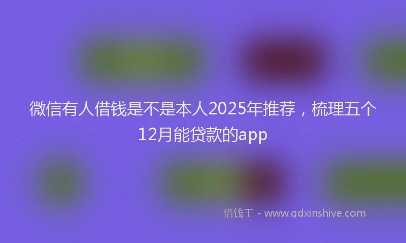 微信有人借钱是不是本人2025年推荐，梳理五个12月能贷款的app