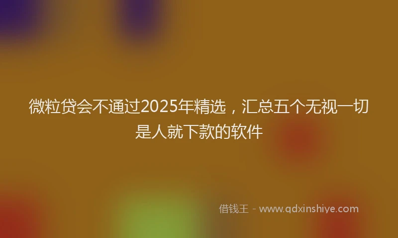 微粒贷会不通过2025年精选，汇总五个无视一切是人就下款的软件
