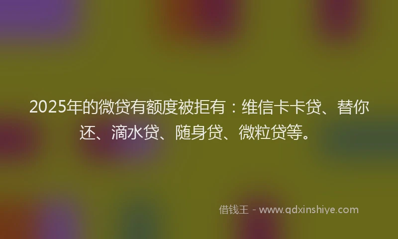 2025年的微贷有额度被拒有：维信卡卡贷、替你还、滴水贷、随身贷、微粒贷等。