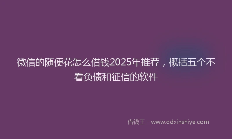 微信的随便花怎么借钱2025年推荐，概括五个不看负债和征信的软件