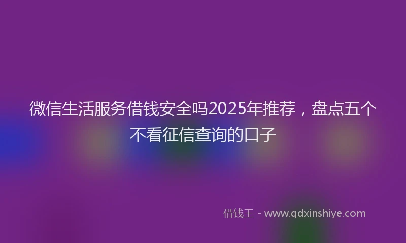微信生活服务借钱安全吗2025年推荐，盘点五个不看征信查询的口子