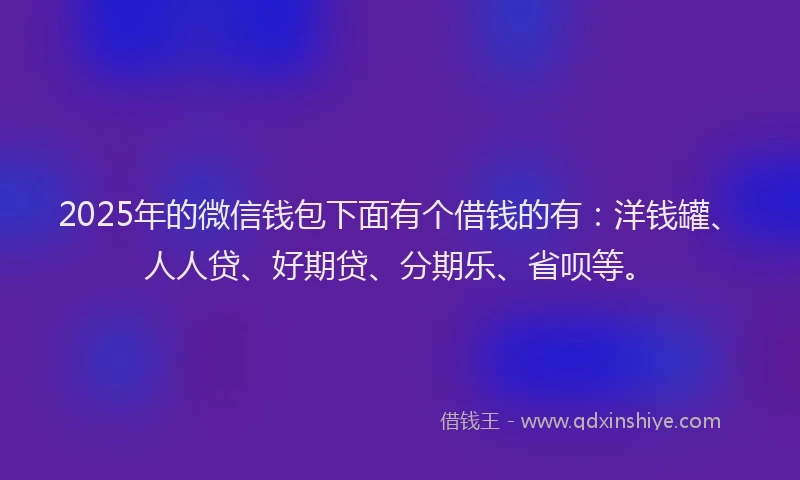 2025年的微信钱包下面有个借钱的有：洋钱罐、人人贷、好期贷、分期乐、省呗等。